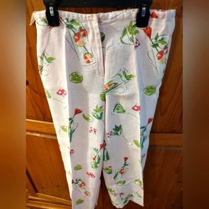 Dandy by Randim women's casual pants with cocktail pattern, size M, pink/green